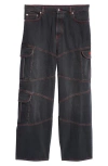 Off-white Black Script Samurai Straight Jeans In Vintage Blue