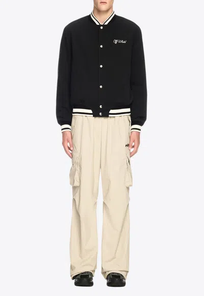 Off-white Script Souvenir Bomber Jacket In Black