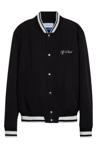 Off-white Off White Men `script Cotgab Souvenir` Varsity Jacket In Black