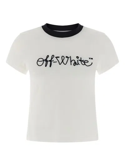 OFF-WHITE OFF-WHITE SCRIPT T-SHIRT WITH EMBROIDERY