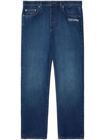 OFF-WHITE SCRIPT TAPERED JEANS