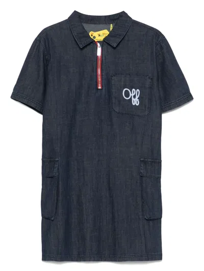 Off-white Kids' Script Type Dress In Blue