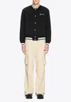 Off-white Black Polyester Bomber Jacket With Contrast Detailing In Black