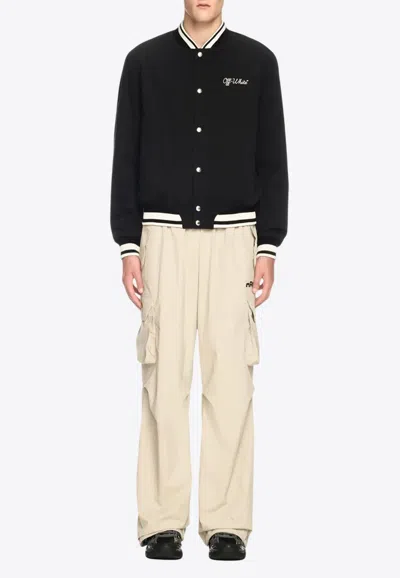 OFF-WHITE SCRIPT VARSITY BOMBER JACKET