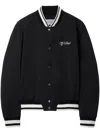 Off-white College Satin Souvenir Bomber Jacket In Black