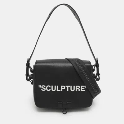 Pre-owned Off-white Sculpture Binder Clip Black Leather Crossbody Bag