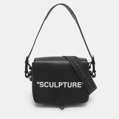 Off-white Sculpture Binder Clip Black Leather Crossbody Bag
