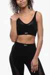 Off-white Perforated Stretch Sports Bra In Black
