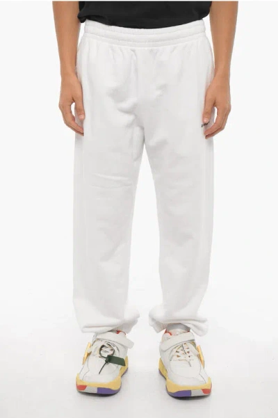 Off-white Seasonal Brushed Cotton Joggers With Contrasting Details In White