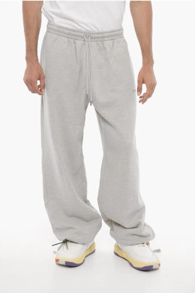 Off-white Seasonal Brushed Cotton Jumbo Arrow Skate Joggers With 3 Poc In Gray