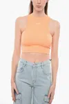 Off-white Seasonal Sleek Rowing Cropped Top With Logo Print In Orange