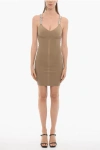 Off-white Seasonal Stretch Fabric Sheath Dress With Logoed Straps