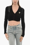Off-white Seasonal V-neck Ribbed Crop Cardigan