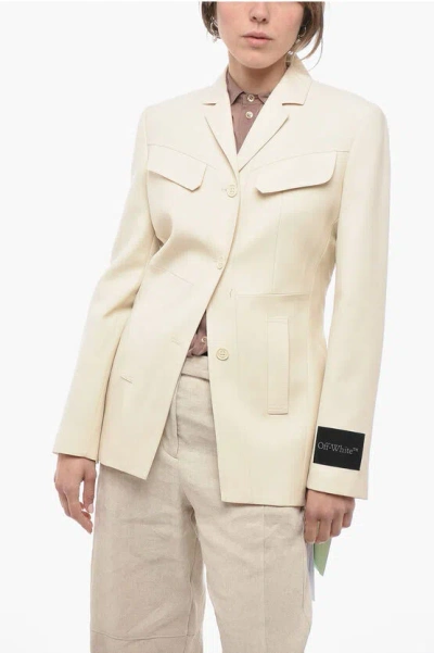 Off-white Single-breasted Wool Blazer In Pink