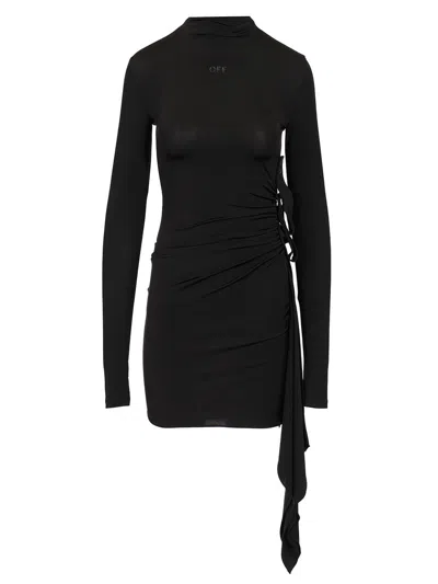Off-white Sec Skin Draped Mini Dress Ls Black - Bl Dresses Black