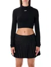 Off-white Off Stamp Cropped Long-sleeve Top In Black