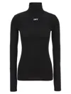 Off-white Printed Stretch-jersey Turtleneck Top In Black