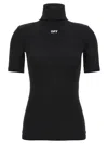 Off-white Off Stamp Second Skin Short Sleeve Turtle Neck Top In Black