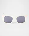 Off-white Selma Logo Square Sunglasses In 0107 White Dark Grey