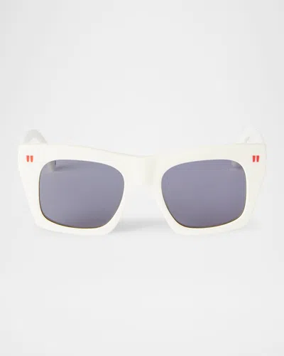 Off-white Selma Logo Square Sunglasses In 0107 White Dark Grey