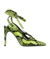 Off-white Python-textured Adjustable Strap Sandal In Green
