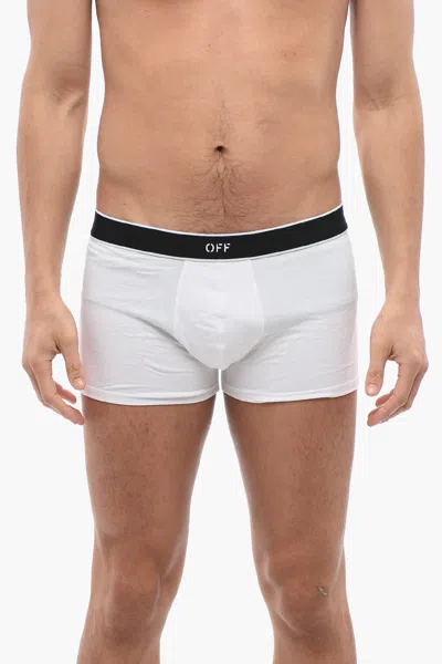 Off-white Set Of 2 Stretch Cotton Boxer With Logoed Elastic Band In White