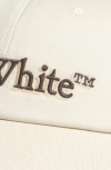 Off-white Shadow Bookish Embroidered Logo Cotton Baseball Cap In Ivory - Choc