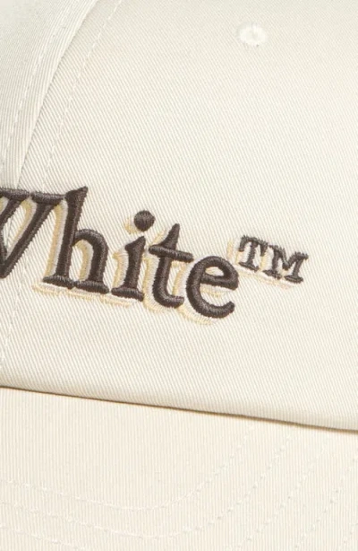 Off-white Shadow Bookish Embroidered Logo Cotton Baseball Cap In Ivory - Chocolate