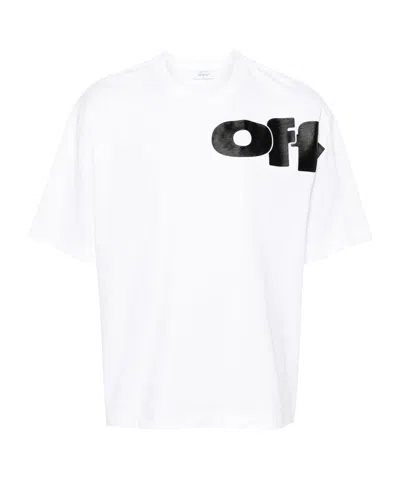 Off-white Crew Neck Shared Logo Cotton T-shirt With Print In White