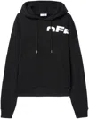 Off-white Drawstring Hooded Sweater With Pouch Pocket And Logo Prints In Black