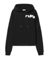Off-white Drawstring Hooded Sweater With Pouch Pocket And Logo Prints In Black