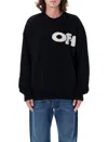 Off-white Intarsia-knit Logo Sweater In Black/cream
