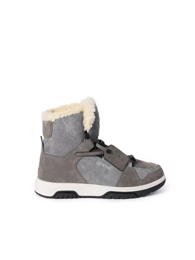 Off-white Shearling Trim Winter Boots In Multi