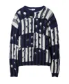 Off-white Distressed Effect Shibori Tartan Crewneck Sweater In Black
