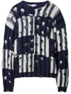 Off-white Distressed Effect Shibori Tartan Crewneck Sweater In Blue