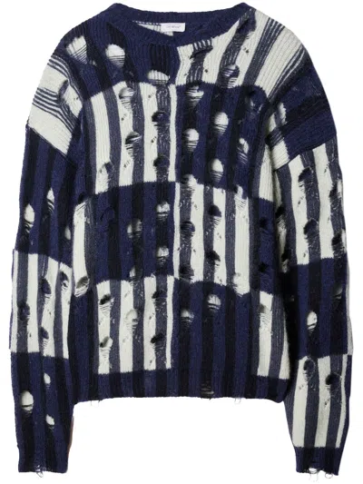 OFF-WHITE SHIBORI DISTRESSED KNITTED JUMPER