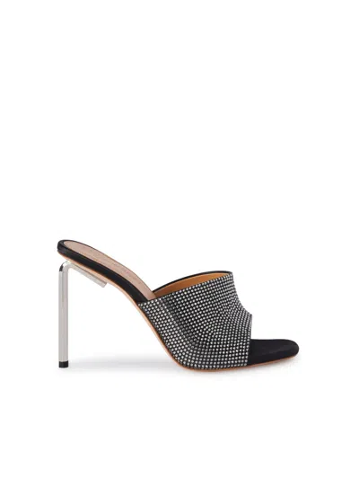 Off-white Shiny High Allen Satin Mule In Black