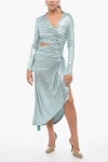 Off-white Shiny Jersey Draped Midi Dress