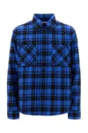 Off-white Cotton Shirt With Check Motif In Blue