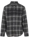 Off-white Dark Grey Cotton Spray Book Check Flan Reg Shirt In Gray
