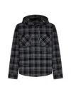 Off-white Hooded Flannel Shirt In Dark Grey Black