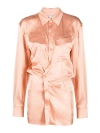 Off-white Off White Satin Mini Shirt Dress In Pink