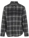 Off-white Dark Grey Cotton Spray Book Check Flan Reg Shirt In Gray