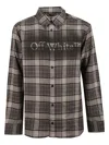 Off-white Dark Grey Cotton Spray Book Check Flan Reg Shirt In Gray
