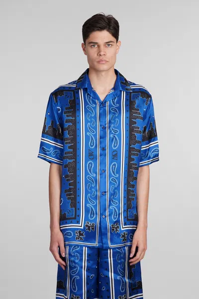 OFF-WHITE SHIRT IN BLUE VISCOSE