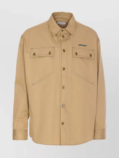 Off-white Shirt Long Sleeve Regular Collar In Brown