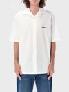 Off-white Brush Arrow Poplin Bowling Shirt With Embroidered Logo In White