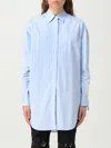 Off-white Embroidered Poplin Shirt Dress In Striped