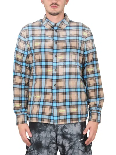 Off-white Off White Man Embroidered Flannel Shirt In Multi