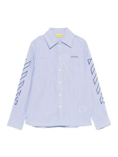 Off-white Kids' Shirt With Logo In Blue